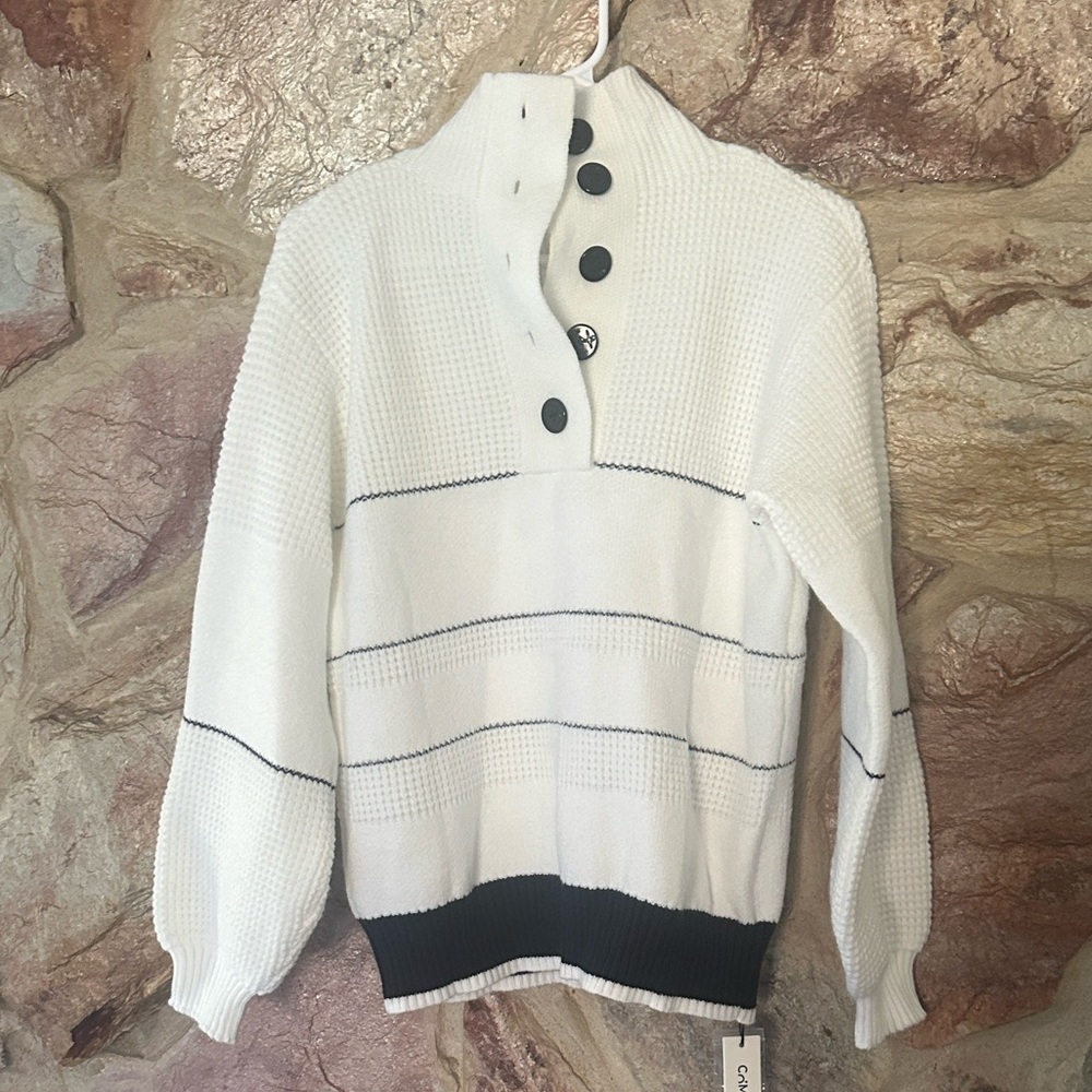 Commense Open Collar Button Up Sweater size medium - Picture 3 of 6